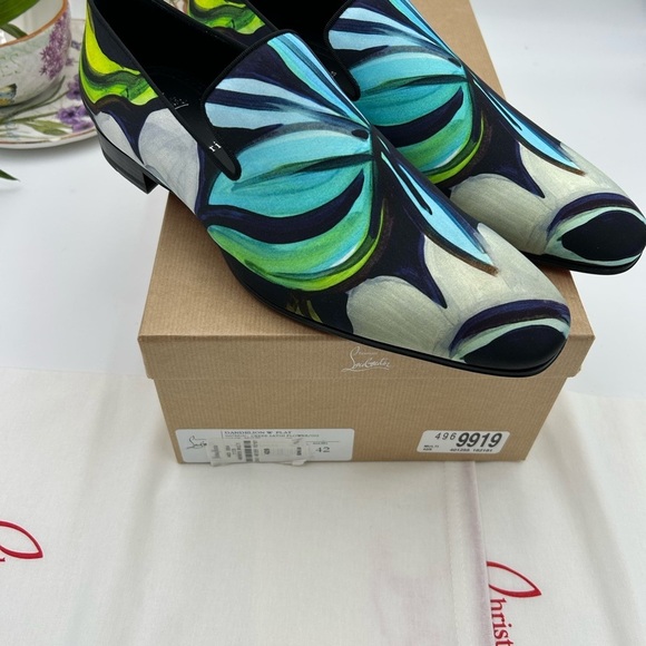Men\'s Christian Louboutin, dandy, chick floral satin loafers size 42 made Italy main image 8